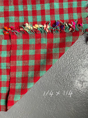 Turkish chequered wool flatweave lightweight cover / throw (114 x 114cm)