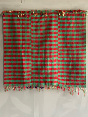 Turkish chequered wool flatweave cover / throw (112 x 112cm)