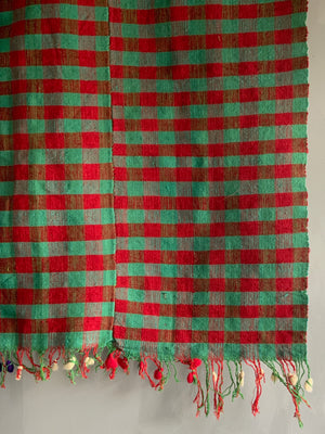 Turkish chequered wool flatweave cover / throw (112 x 112cm)