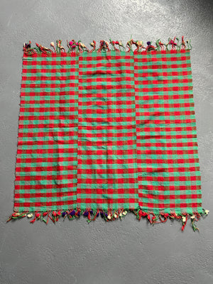 Turkish chequered wool flatweave cover / throw (112 x 112cm)