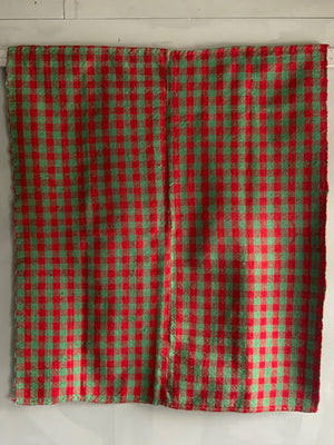 Turkish chequered wool flatweave cover / throw (122 x 104cm)