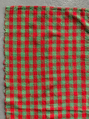 Turkish chequered wool flatweave cover / throw (122 x 104cm)