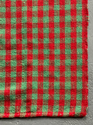 Turkish chequered wool flatweave cover / throw (122 x 104cm)