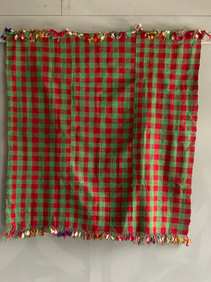 Turkish chequered fine flatweave lightweight cover / throw (114 x 112cm)
