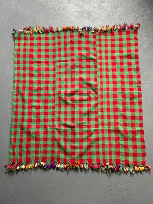 Turkish chequered fine flatweave lightweight cover / throw (114 x 112cm)