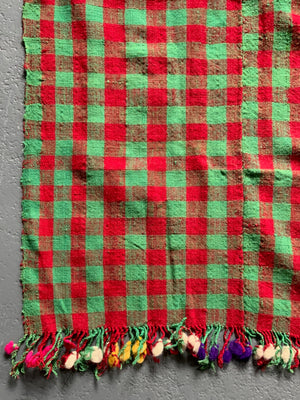 Turkish chequered fine flatweave lightweight cover / throw (114 x 112cm)