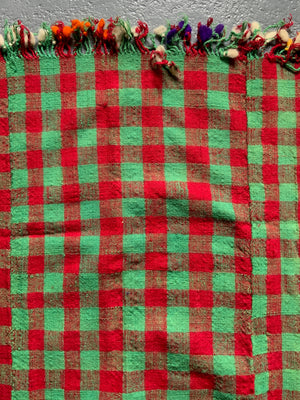 Turkish chequered fine flatweave lightweight cover / throw (114 x 112cm)