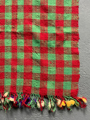 Turkish chequered fine flatweave lightweight cover / throw (114 x 112cm)