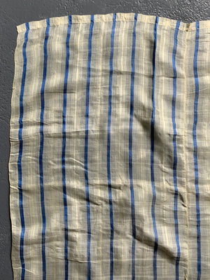 Ottoman Turkish antique blue stripe silk (232 x 168cm)