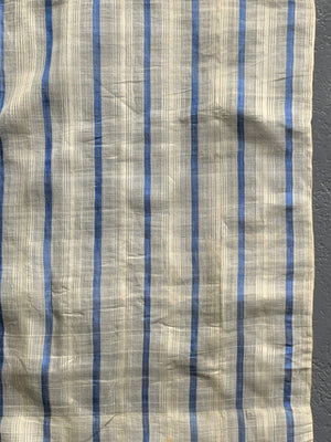Ottoman Turkish antique blue stripe silk (232 x 168cm)