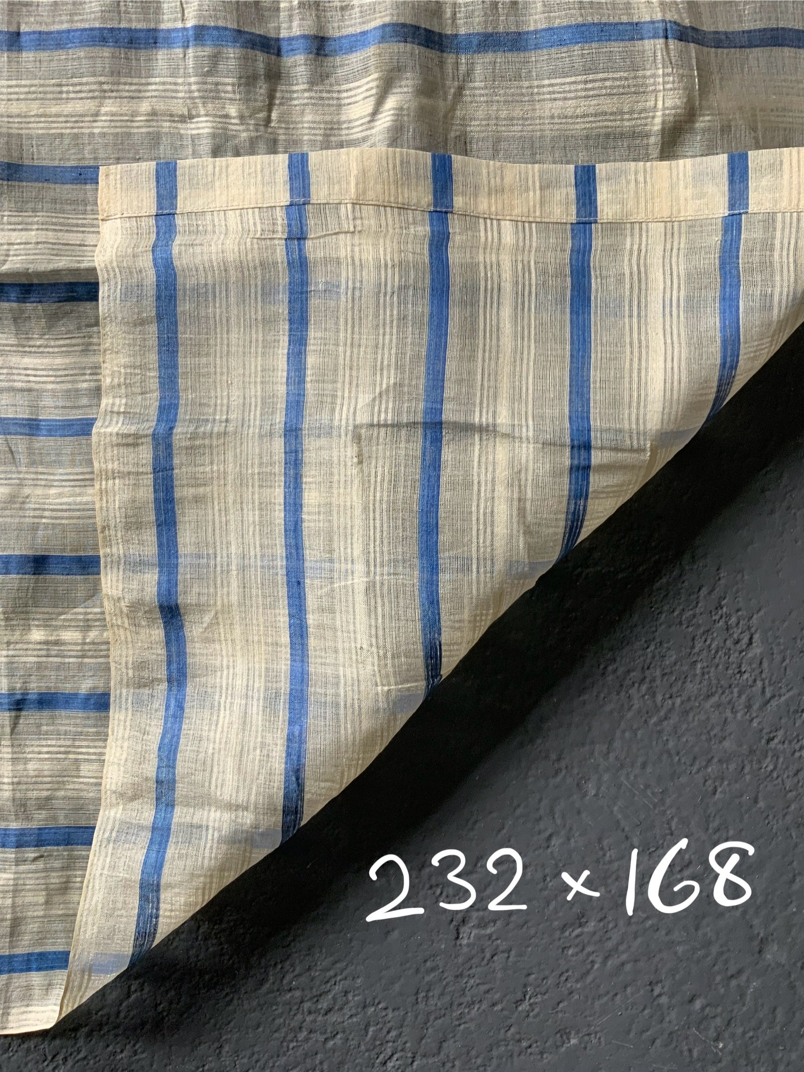 Ottoman Turkish antique blue stripe silk (232 x 168cm)