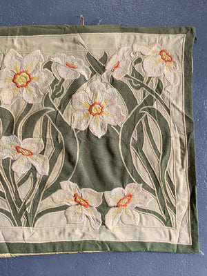 European Art Nouveau appliqué panel (167 x 77cm)