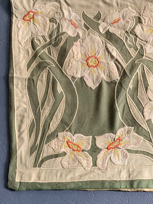 European Art Nouveau appliqué panel (167 x 77cm)