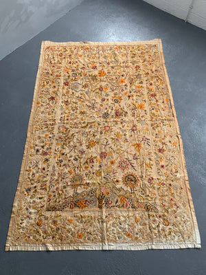 Pair of vintage Anglo Indian chain stitch wool crewel works (~260 x 170cm) [2]