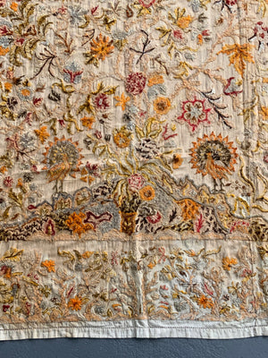 Pair of vintage Anglo Indian chain stitch wool crewel works (~260 x 170cm) [2]