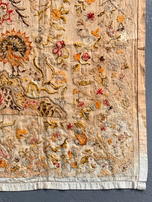Pair of vintage Anglo Indian chain stitch wool crewel works (~260 x 170cm) [2]