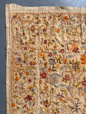Pair of vintage Anglo Indian chain stitch wool crewel works (~260 x 170cm) [2]