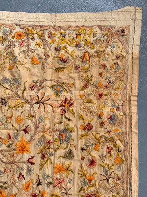 Pair of vintage Anglo Indian chain stitch wool crewel works (~260 x 170cm) [2]