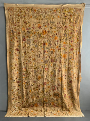 Pair of vintage Anglo Indian chain stitch wool crewel works (~260 x 170cm) [2]