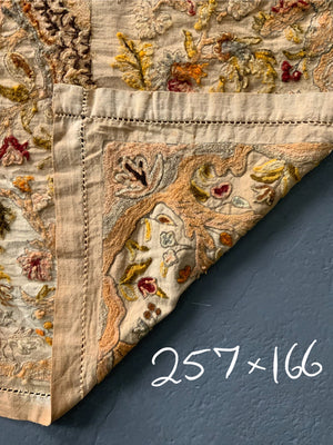 Pair of vintage Anglo Indian chain stitch wool crewel works (~260 x 170cm) [2]