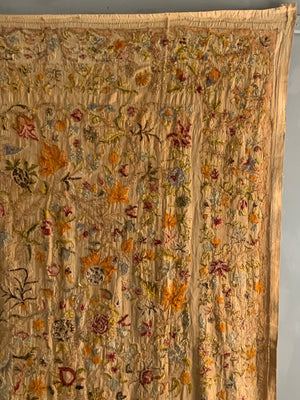 Pair of vintage Anglo Indian chain stitch wool crewel works (~260 x 170cm) [2]