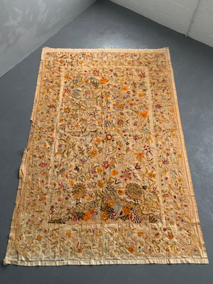Pair of vintage Anglo Indian chain stitch wool crewel works (~260 x 170cm) [2]