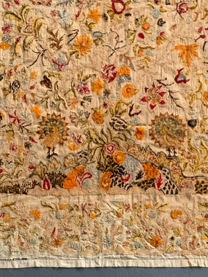 Pair of vintage Anglo Indian chain stitch wool crewel works (~260 x 170cm) [2]