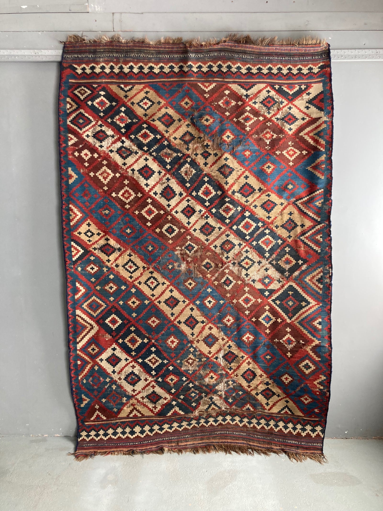 Qashgai antique kilim mounted onto underlay (252 x 162cm) *AF