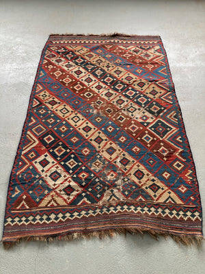 Qashgai antique kilim mounted onto underlay (252 x 162cm) *AF