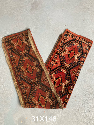 Amu Darya Beshir antique torba or seating rug (31 x 148cm)