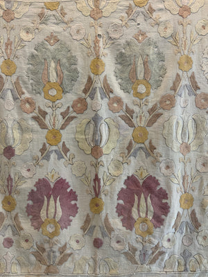 Turkish vintage pale embroidery bohçe (90 x 83cm)