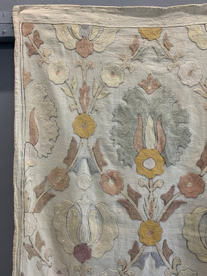 Turkish vintage pale embroidery bohçe (90 x 83cm)