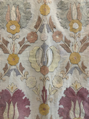 Turkish vintage pale embroidery bohçe (90 x 83cm)