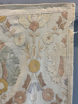 Turkish vintage pale embroidery bohçe (90 x 83cm)