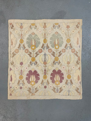 Turkish vintage pale embroidery bohçe (90 x 83cm)