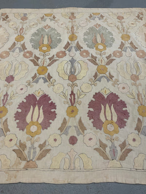 Turkish vintage pale embroidery bohçe (90 x 83cm)