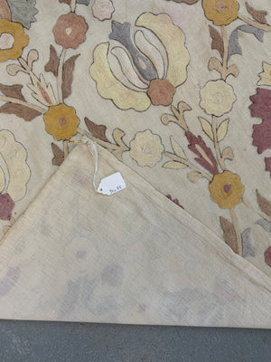 Turkish vintage pale embroidery bohçe (90 x 83cm)