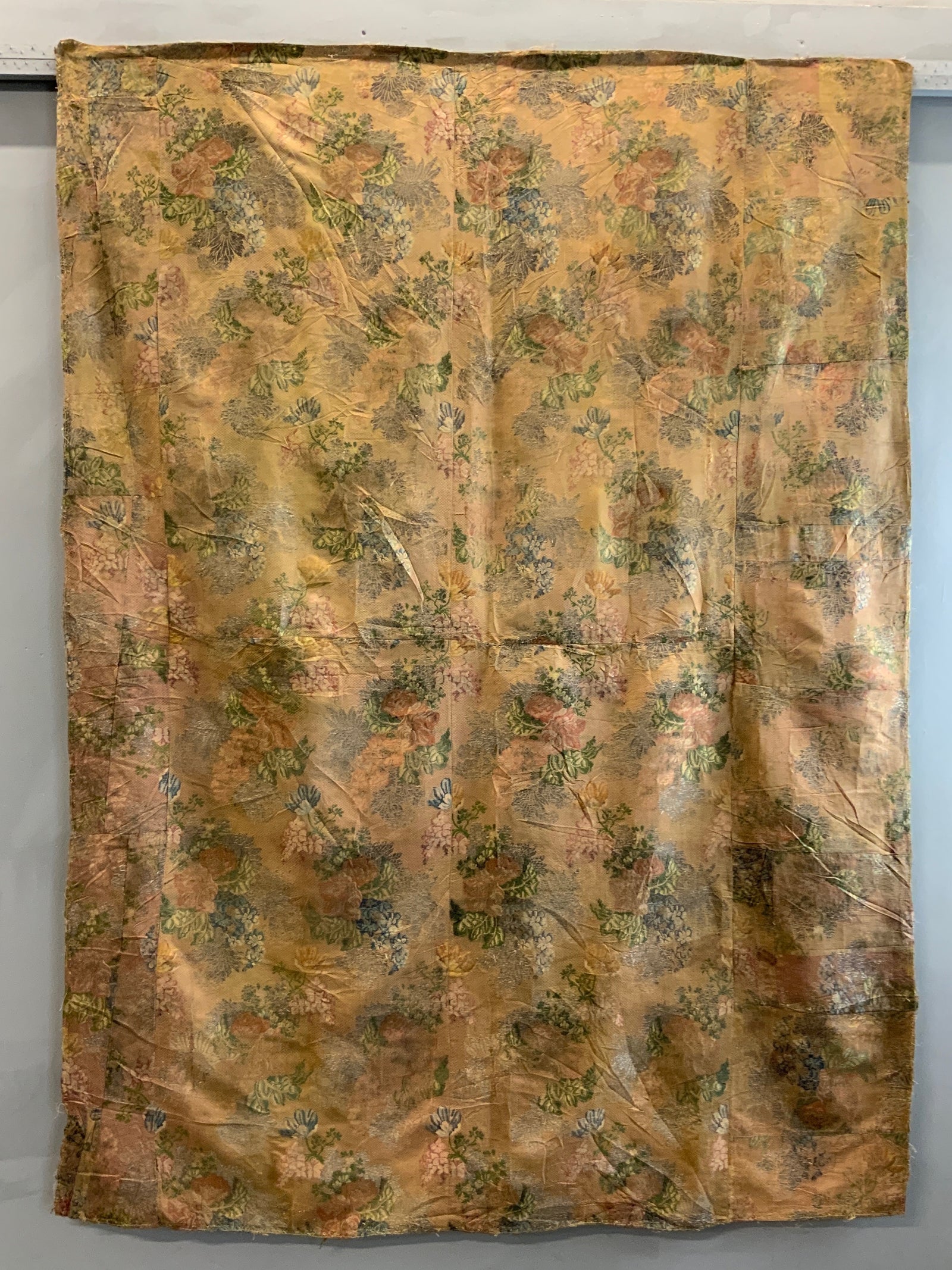 French antique silk & metal brocade (205 x 152cm)