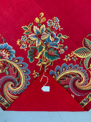 Victorian red printed shawl (150 x 142cm)