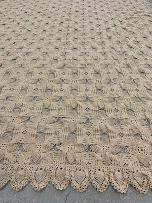 Italian vintage reticella mercerised lace bedcover (217 x 135cm)