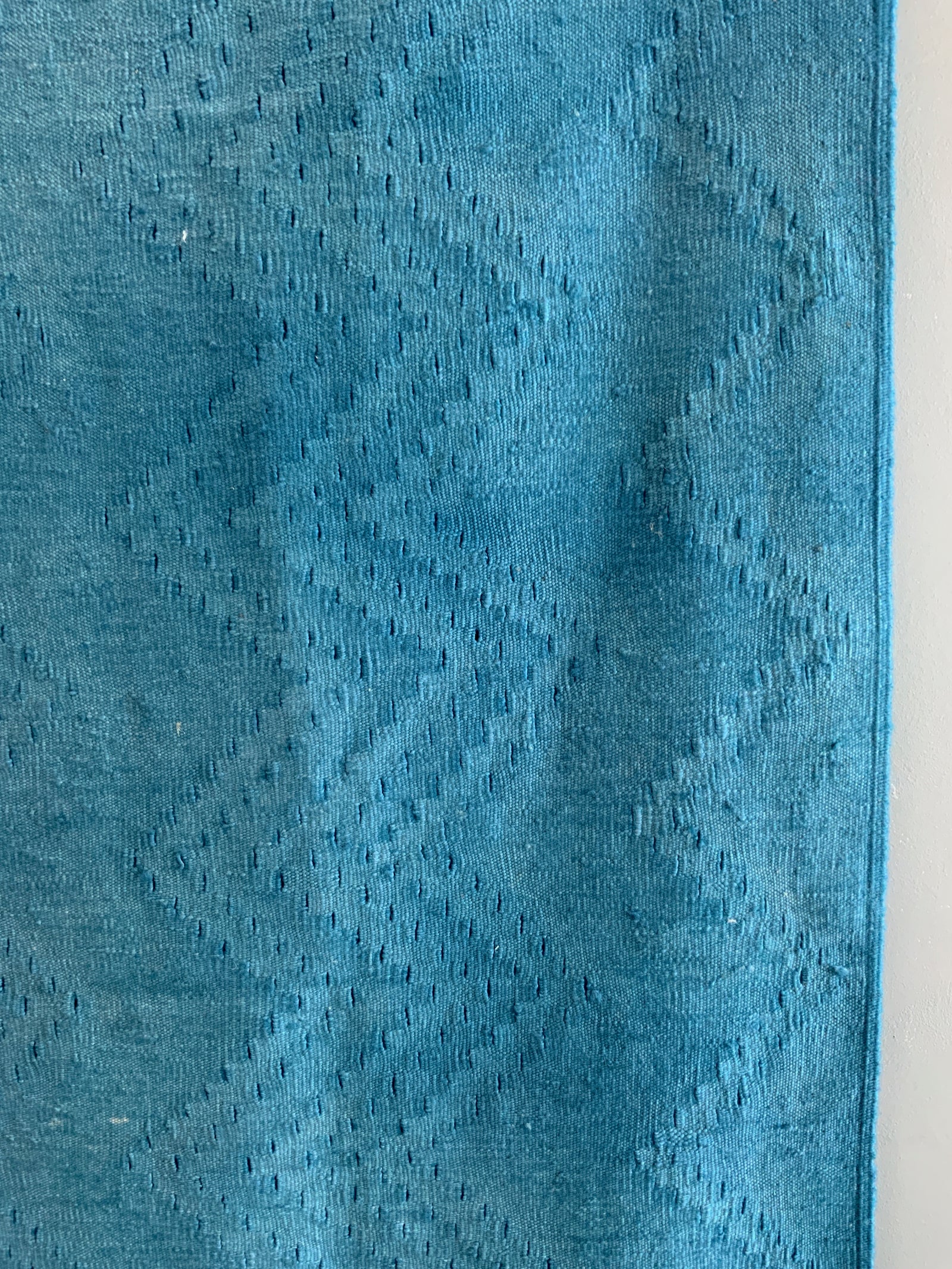 Turkish heavy weight turquoise blue plain kilim (238 x 153cm)