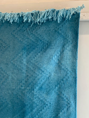 Turkish heavy weight turquoise blue plain kilim (238 x 153cm)