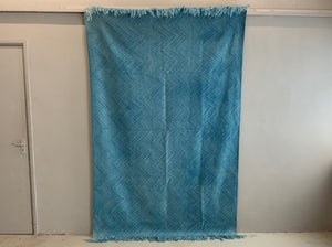 Turkish heavy weight turquoise blue plain kilim (238 x 153cm)