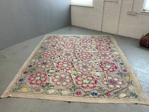 Uzbekistan vintage Tajik Samarakand suzani embroidery (288 x 237cm)
