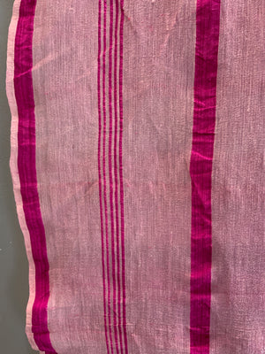 Late Ottoman pink silk and linen gauze in four panels (207 x 203cm)