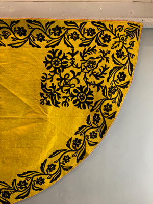 Carpathian yellow wool felt cape with black appliqué (234 x 119cm)
