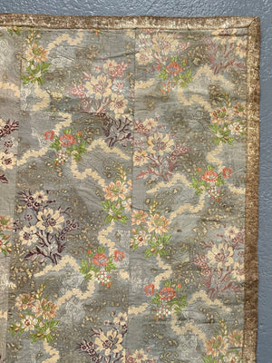 French antique silk brocade  (116 x 72cm)