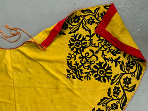 Carpathian yellow wool felt cape with black appliqué (234 x 119cm)