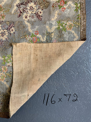 French antique silk brocade  (116 x 72cm)