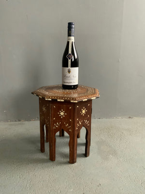 Indian antique Hoshiapur miniature folding octagonal table (32 x 31cm)